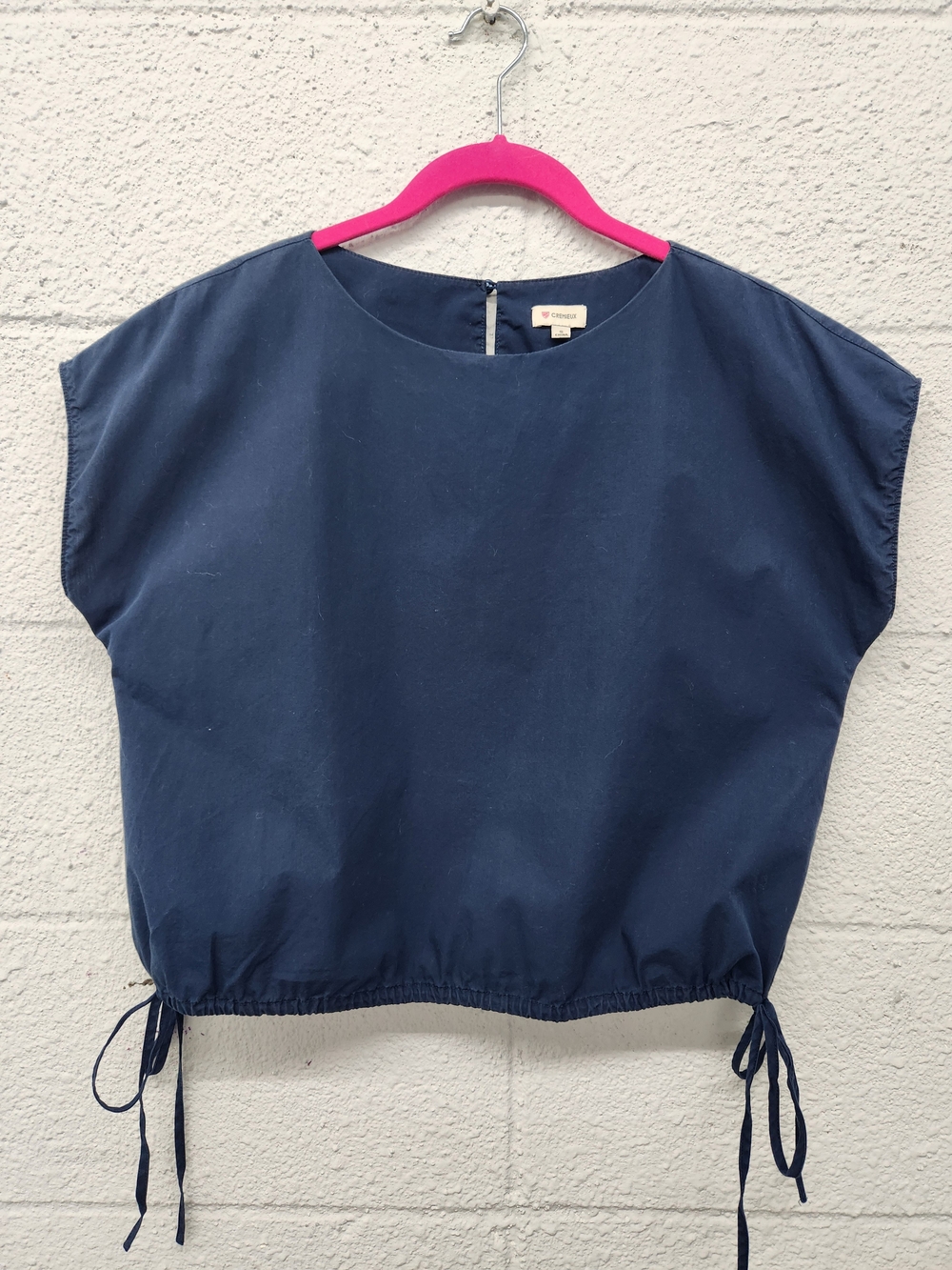 Cremieux Navy Drawstring Dolman Sleeve Top
